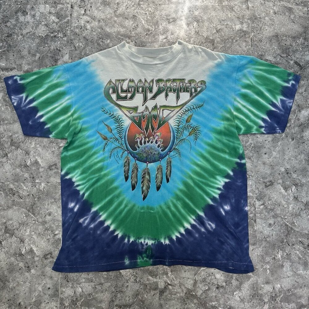 Vintage Allman Brothers Band Tour Concert T-Shirt XL Tie Dye All Over Design